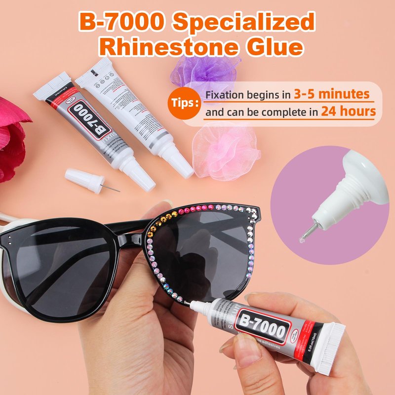 33000Pcs Black Resin Jelly Rhinestones for Bedazzling, 2-6mm Flatback Gems for Diamond Art, Bedazzler Kit with 3Pcs 10ml B7000 Jewelry Glue for Crafting Crafts Book Shoes Nail Art