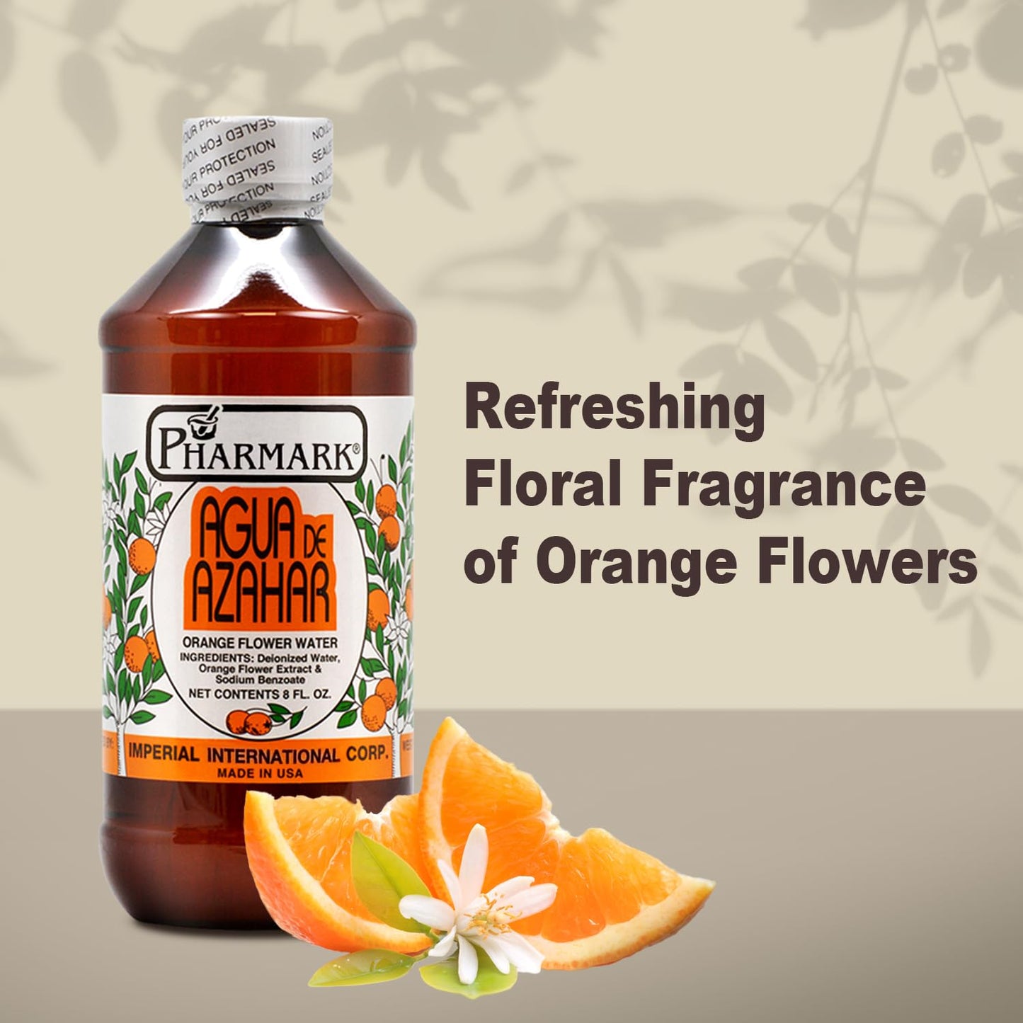 Pharmark Orange Flower Blossom Water - Natural Alcohol-Free Facial Toner & Hydrating Neroli Mist for Sensitive Skin - Soothing Botanical Astringent (8oz, Pack of 3)