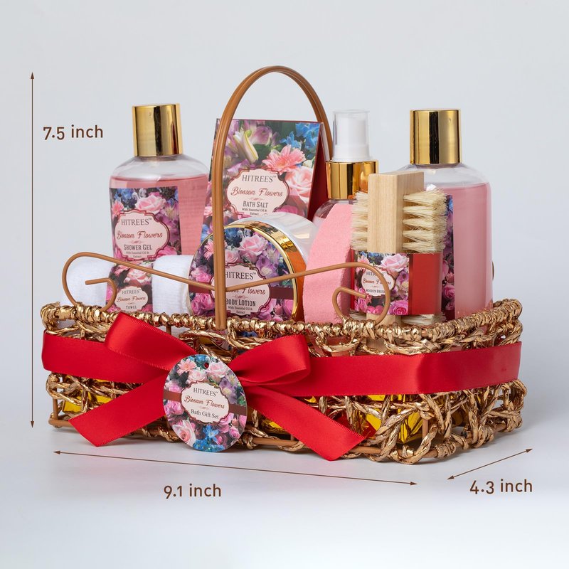 Gifts For Women Gift Basket – 9 Piece Set of ROSE JASMINE Home Spa Set, Friendship Gifts, Shower Care Set - Bath Pampering Package, Bath Gift Set for Her, Mom, Mothers Day,Christmas Gift for Women