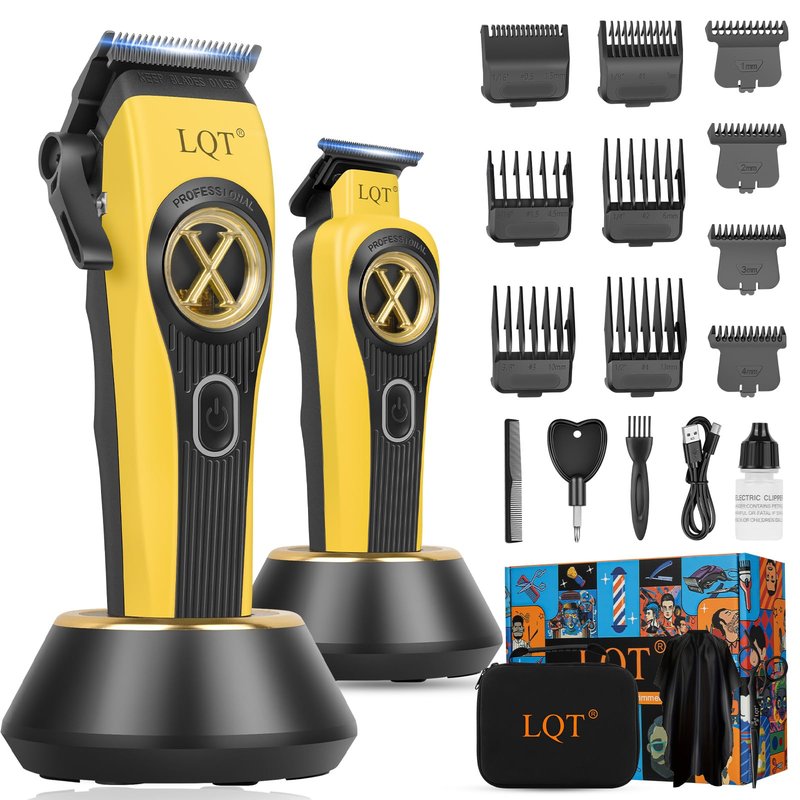 LQT® Hair Clippers for Men Professional with Beard Trimmer, Barber Clippers and Trimmers Set, Electric Razor Shavers for Men, Cordless Mens Grooming Kit for Nose, Face, Hair, Gifts