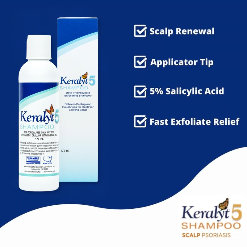 Keralyt 5 Anti-Dandruff Shampoo - Max Strength 5% Salicylic Acid Scalp Build-Up Clearing - Promotes Relief from Dandruff, Psoriasis, Seborrheic Dermatitis, Dryness, and Itchiness, 177 milliliters