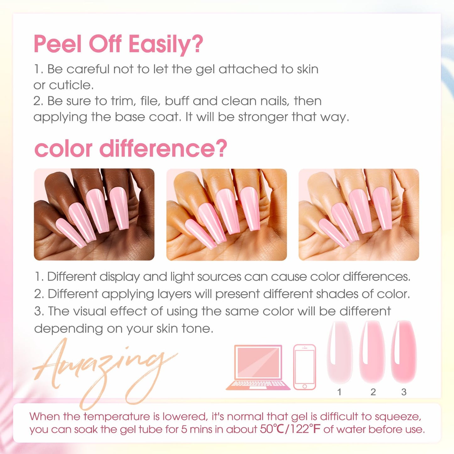 Poly Nail Gel Kit -20 Colors + 76 Nail Art Accessories ROSALIND Nude Clear Poly Nails Gel Kit Starter Kit with Slip Solution Nude Pink Nails Extensions with Mini UV Lamp