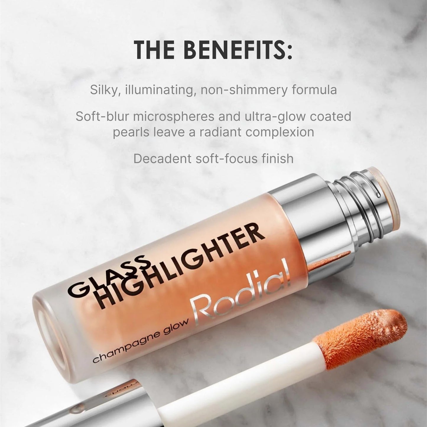Rodial Glass Highlighter - Liquid Makeup for Dewy Skin Glow | Lightweight Face Highlighter with Soft Blur Finish