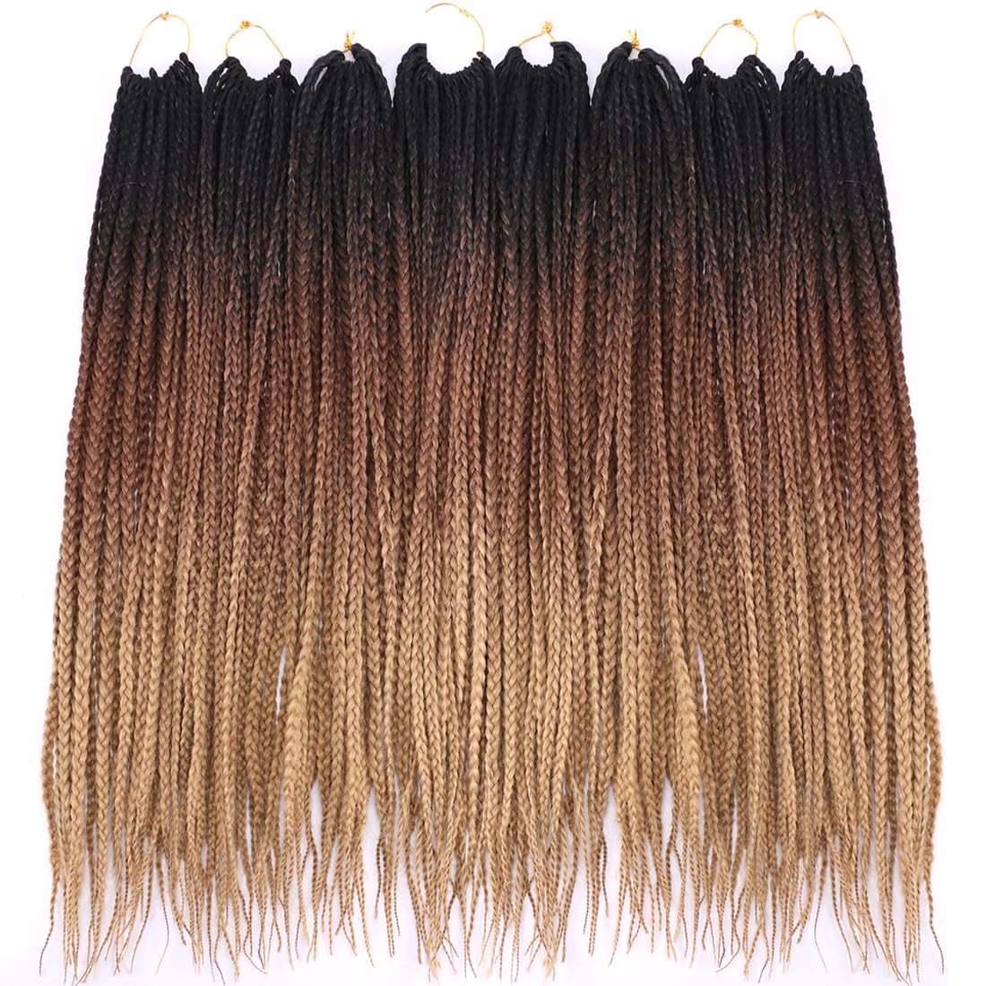 8 Packs Goddess Crochet Box Braids Pre looped Box Braids Crochet Hair for Black Women 24 Inch Knotless Ombre Honey Blonde Senegalese Twist End Box Braided Crochet Braiding Hair Extensions(T1B/4/27#)