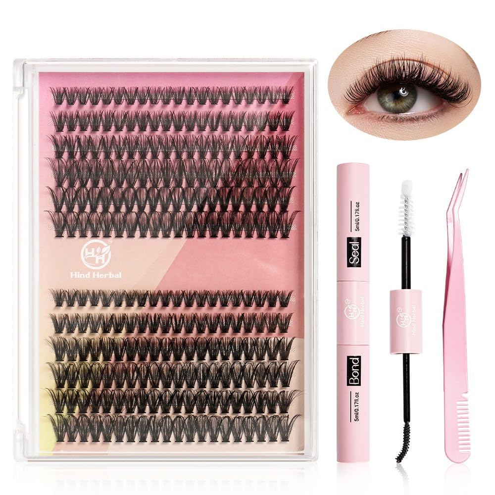 Lash Clusters Kit - 240 Pcs 9-15 mm DIY Eyelash Extensions with Shampoo, Rinse Bottle & Tweezers | Complete Set