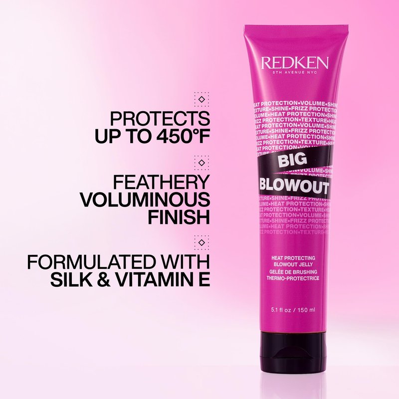 Redken Big Blowout Heat Protection Jelly For All Hair Types - Blowdry gel, Offers Shine and Texture with Frizz Control, Provides Volume for Fine Hair