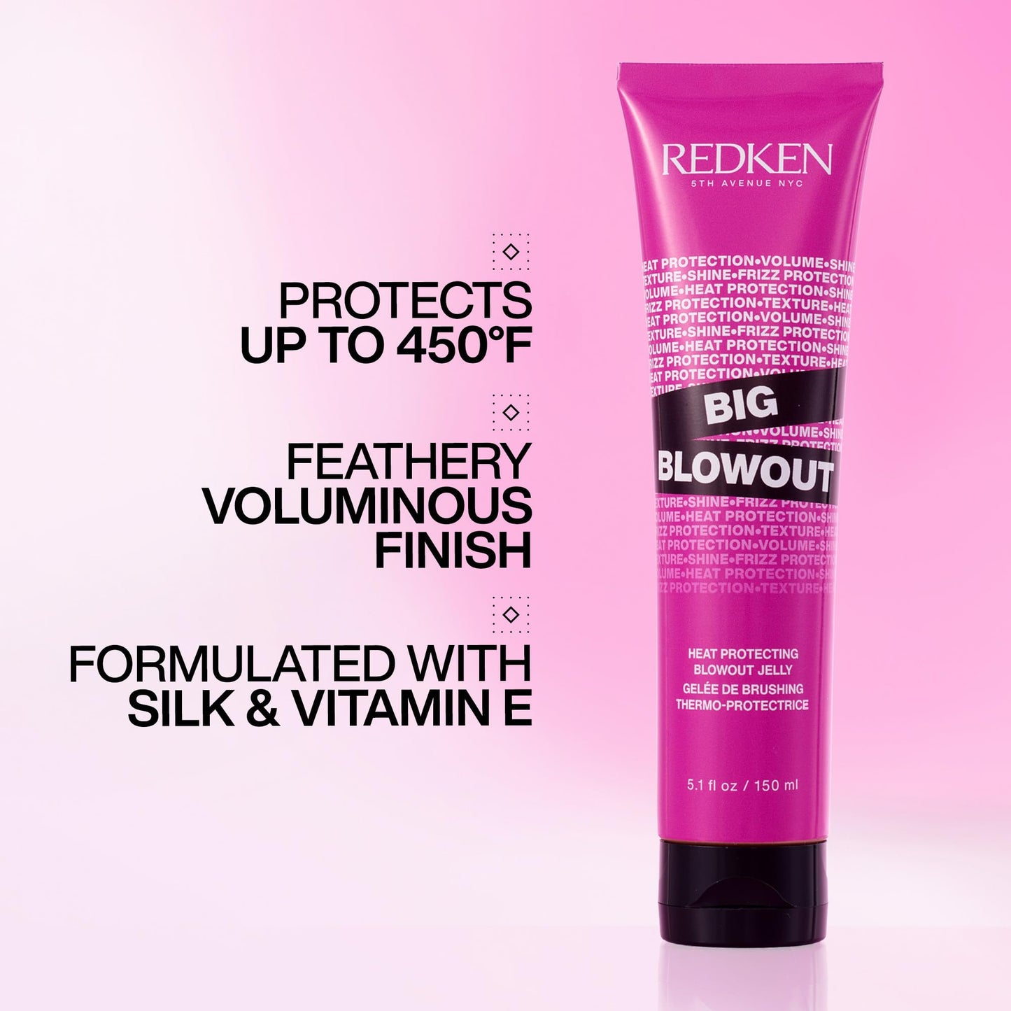 Redken Big Blowout Heat Protection Jelly For All Hair Types - Blowdry gel, Offers Shine and Texture with Frizz Control, Provides Volume for Fine Hair