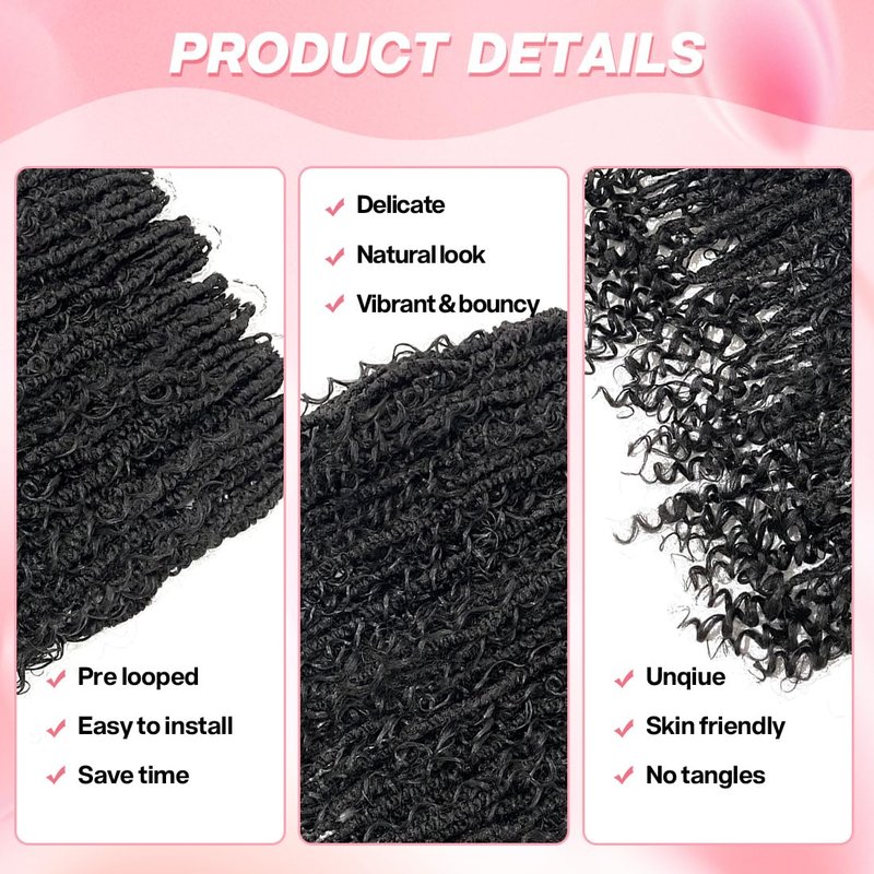 26 Inch Boho Butterfly Locs Crochet Hair 6 Packs Distressed Infinity Locs For Black Women Boho Crochet Braids Faux Locs Natural Hair Extension(26inch,1B)