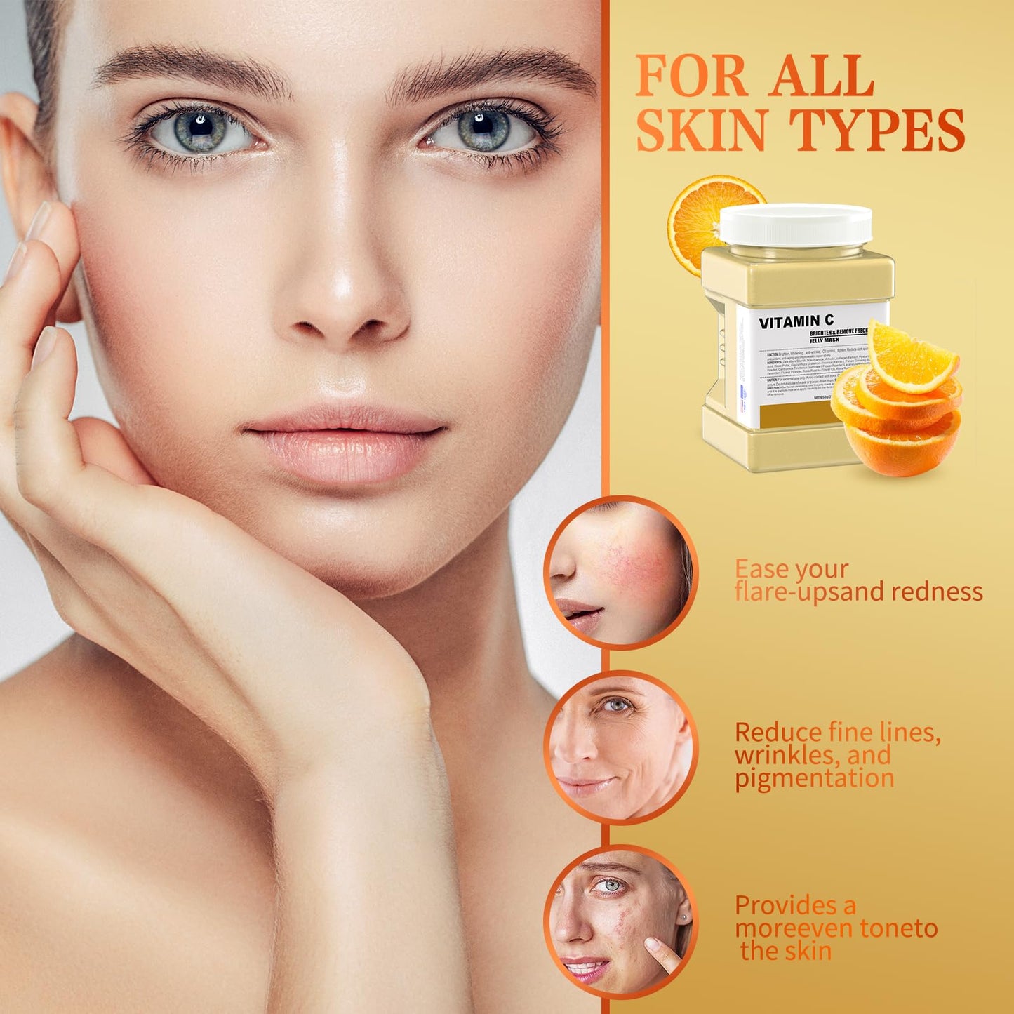 Truvenum Jelly Mask for Facials Professional,Vitamin C Jelly Face Mask,Brightening & Hydrating Mask, Nourishing & Tightening, Anti-Aging & Acne Treatment, Face Skin Care Bowl Set DIY Spa 23 Fl Oz