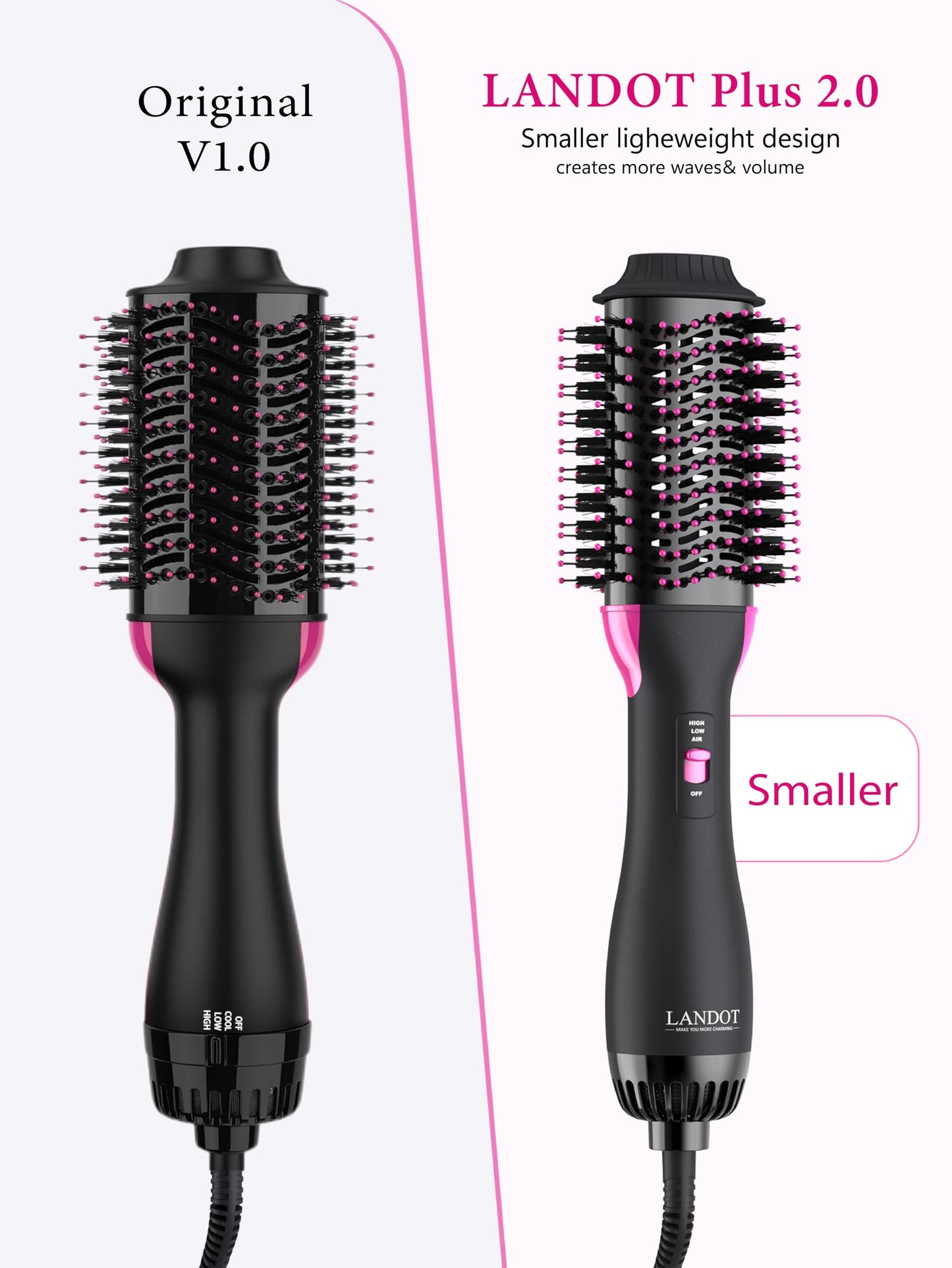 Hair Blow Dryer Brush - 60mm Hot Air Brush for Volumizing & Smooth Blowouts