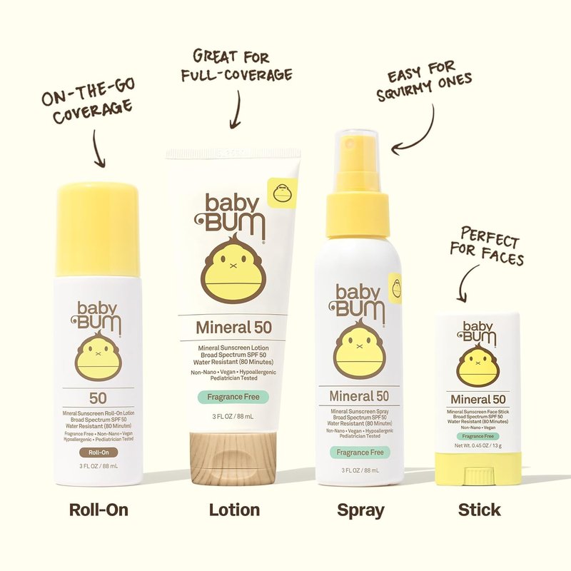 Sun Bum Baby Bum SPF 50 Sunscreen Spray - Mineral UVA/UVB Protection for Sensitive Skin | Travel Size