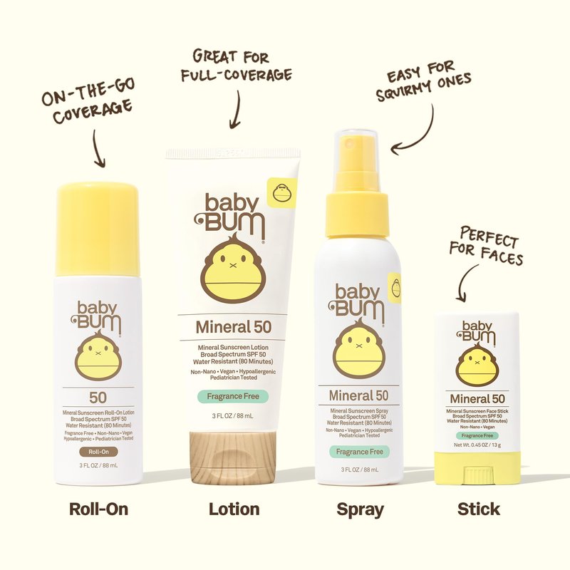 Sun Bum Baby Bum Spf 50 Sunscreen Face Stick and Lotion Mineral Uva/uvb Face and Body Protection for Sensitive Skin Fragrance Free Travel Size
