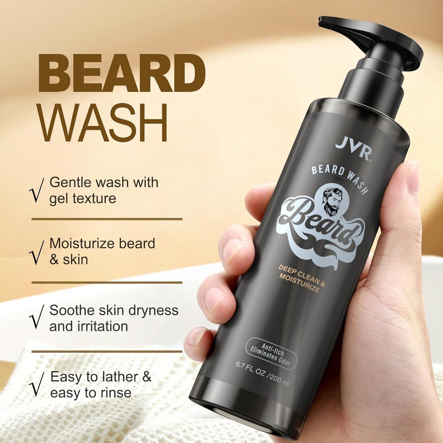 Beard Wash & Conditioner for Men | Organic Coconut & Aloe Formula - 6.7oz, Reduces Frizz & Softens Coarse Beards