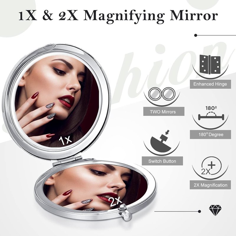 Yulejo Compact Mini Pocket Mirrors - 6 Pieces 2.75 Inch Round Folding Makeup Mirrors for Travel | Perfect Gift for Women & Bridesmaids