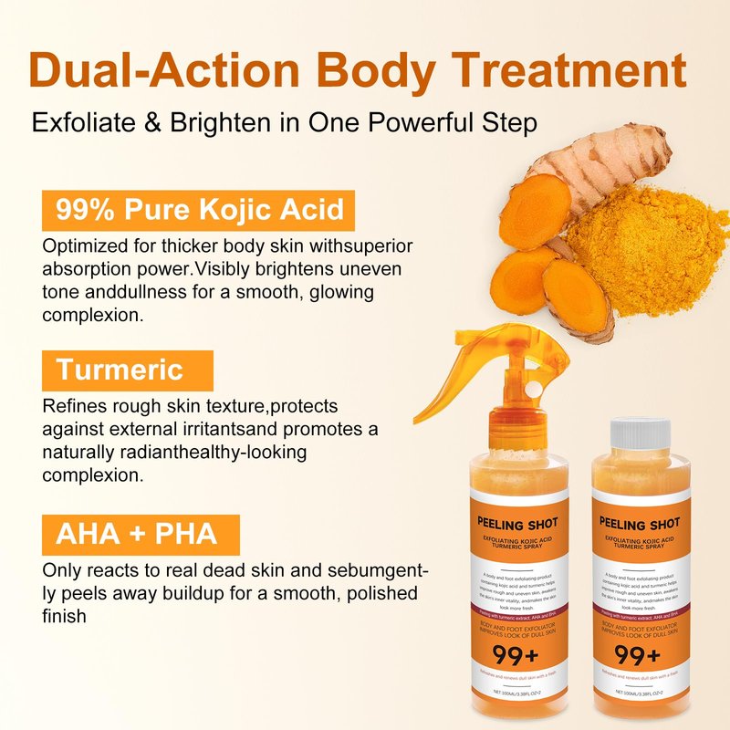 Body Keratin Care Kojic,Turmeric Spray Gentle Exfoliating,Renewing Serum Nurtures Your Delicate Skin Suitable for All Skin Types 200ml
