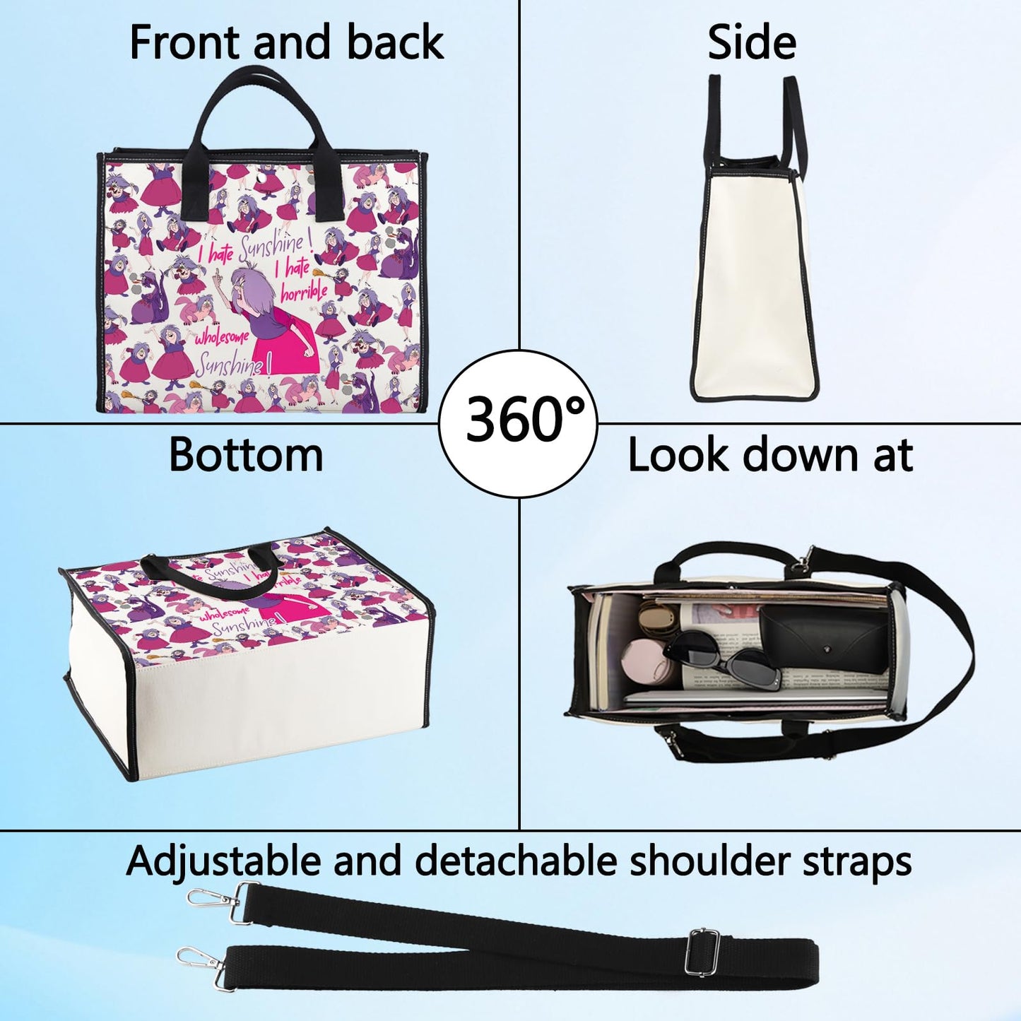 LEVLO Madam Mim Cosmetic Bag Movie Fans Gift I Hate Sunshine I Hate Horrible Whole Some Sunshine Makeup Zipper Pouch Bag For Women Girls (Hate Sunshine LT)