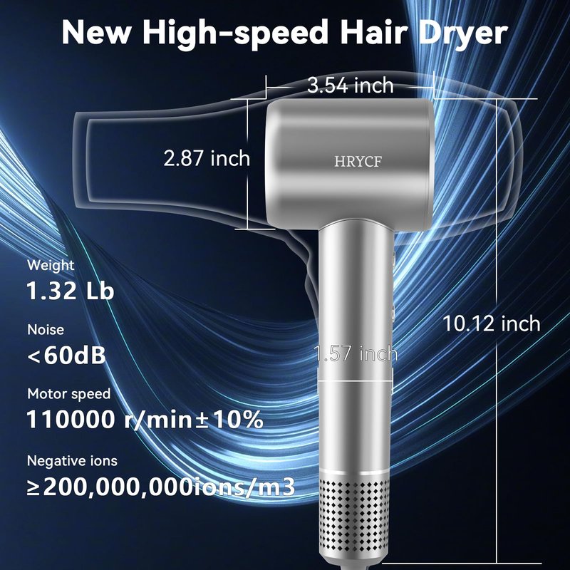 High Speed Hair Blow Dryer｜Professional Salon Grade Air Speed, Negative Ion Hair Care｜Quiet Design｜Suitable for Thick Hair/Styling with Diffuser, Long Motor Lifespan