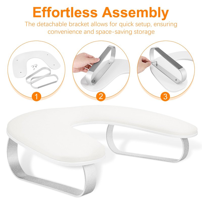 Arm Rest for Nails Tech 10° Inclined, U-Shaped Nail Hand Rest Manicure Arm Rest Stand with Silver Aluminum Alloy Holder Non-slip
