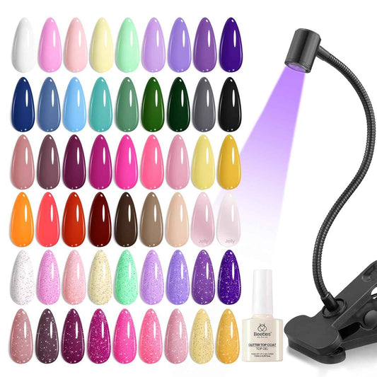 Beetles 44 PCS Gel Nail Polish Set - 36 Vibrant Colors with UV LED Nail Lamp for DIY Manicure