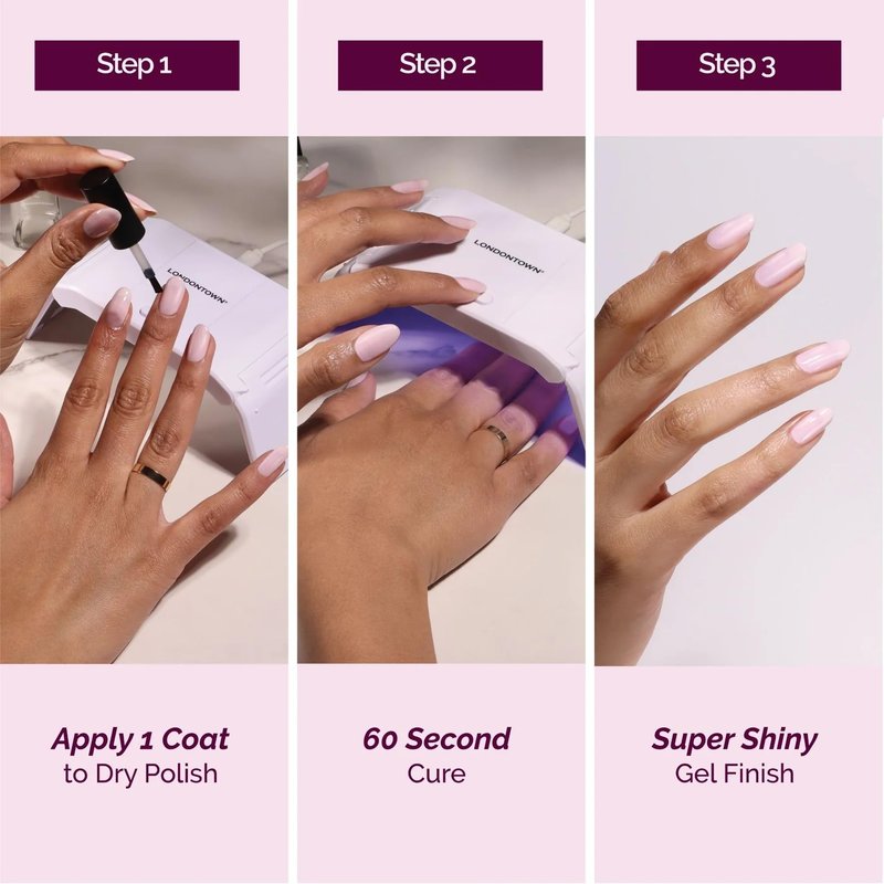 LONDONTOWN GelShift Top Coat and Foldable UV Lamp Set, Transformative UV Gel Top Coat for Nail Polish, Light and Fast Curing Lamp