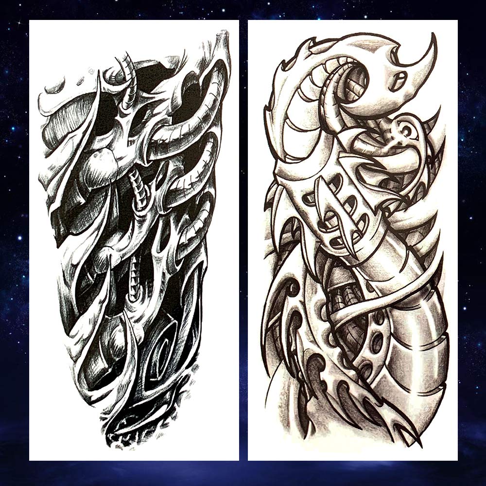 Oottati 8 Pieces Large 3D Mechanical Parts Gear Arm Eyeball Muscle Body Art Temporary Tattoo