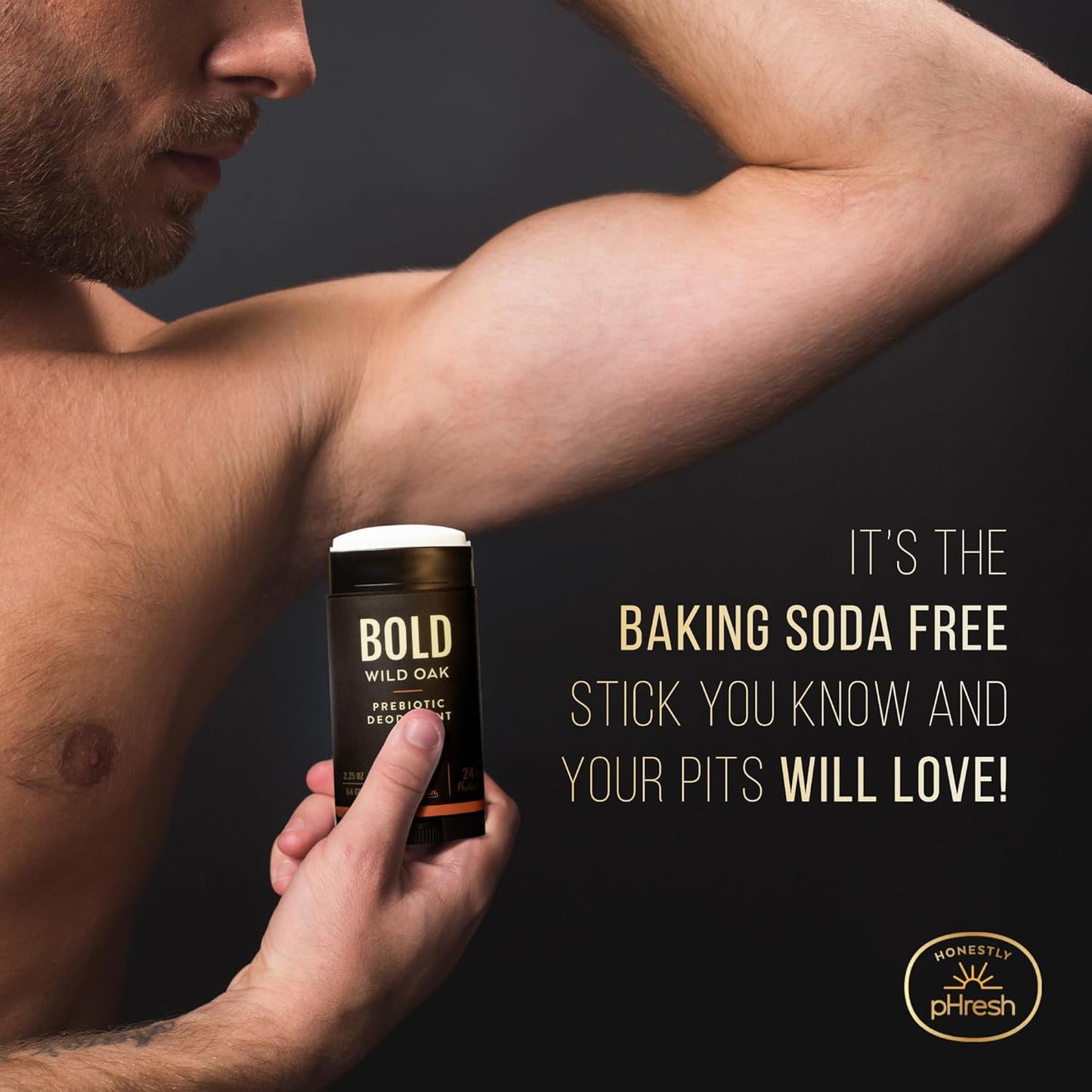 Prebiotic Natural Deodorant for Men - Aluminum & Baking Soda Free | 24-Hour Odor Protection, Bold Wild Oak Scent, 2.5 oz