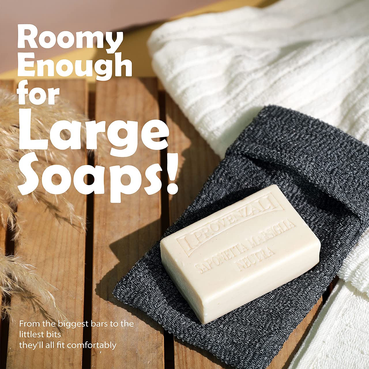 Exfoliating Soap Pocket Pouch - Body Scrubber Sponge for Bath & Shower | Graphite Gray, 6 Pack + 6 Lift Pads
