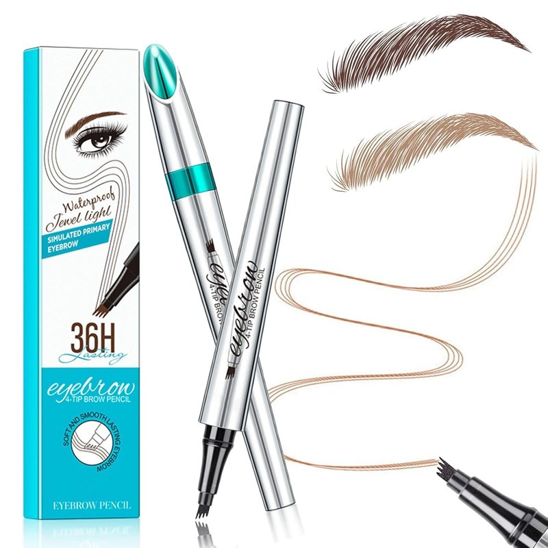 Microblading Eyebrow Pencil - Waterproof Brow Pen with Micro-Fork Tip | Natural Look, Light Brown