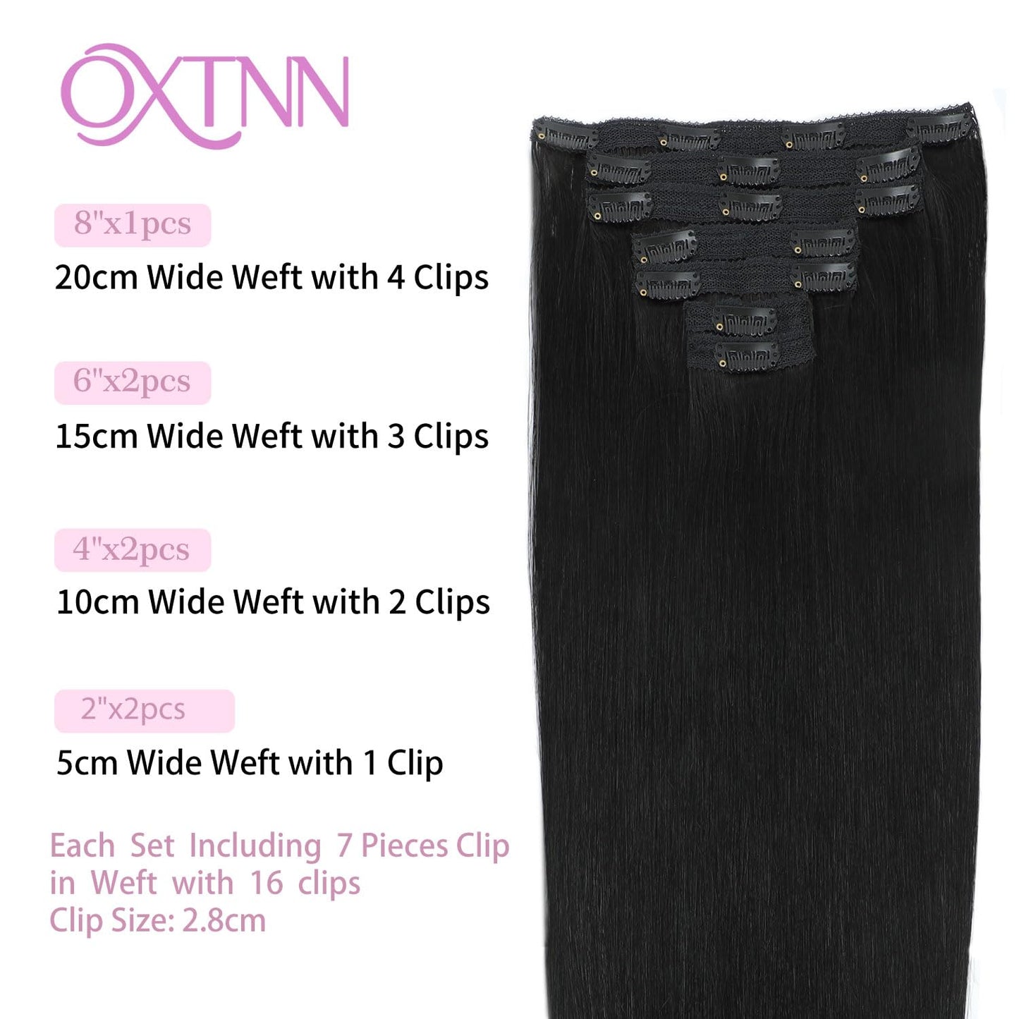 Clip in Hair Extensions Real Human Hair Jet Black 16 inch 7pcs 70g/Pack, Human Hair Clip in Extensions, Salon-Grade Quality, Easy Comfort Wear for Women (#1, 16 inch)