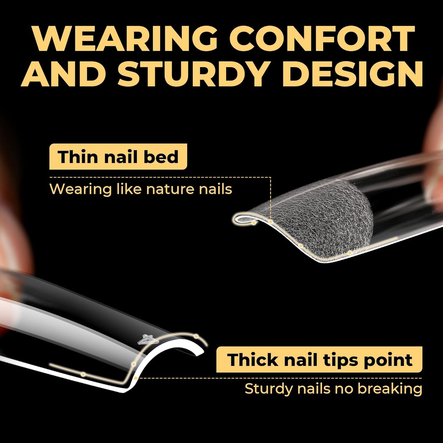 Extra Long Tapered Square Nail Tips - 240 Pcs Full Cover Gel Nail Tips | No C Curve, XXL Size for DIY & Salon Use