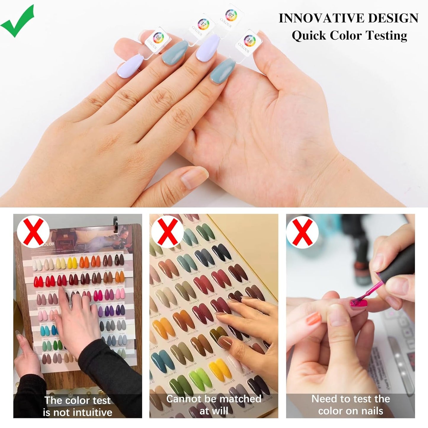 Magnetic Nail Swatch Book - 120 Magnetic Tips & Number Labels | Leather Color Display Book (Pink)