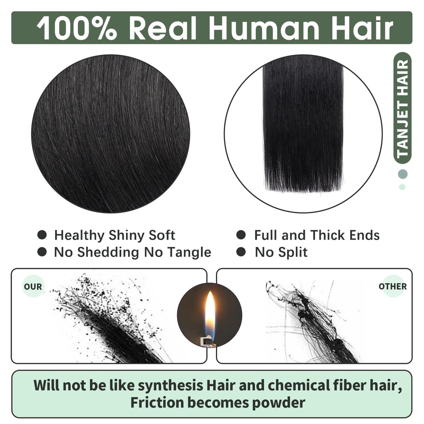 TANJET Tape-in Extensions - Darkest Brown Seamless Silky Soft Human Hair - Real Hair Tape-in Brown - 2 18 Inch 20pcs 50g/Pack