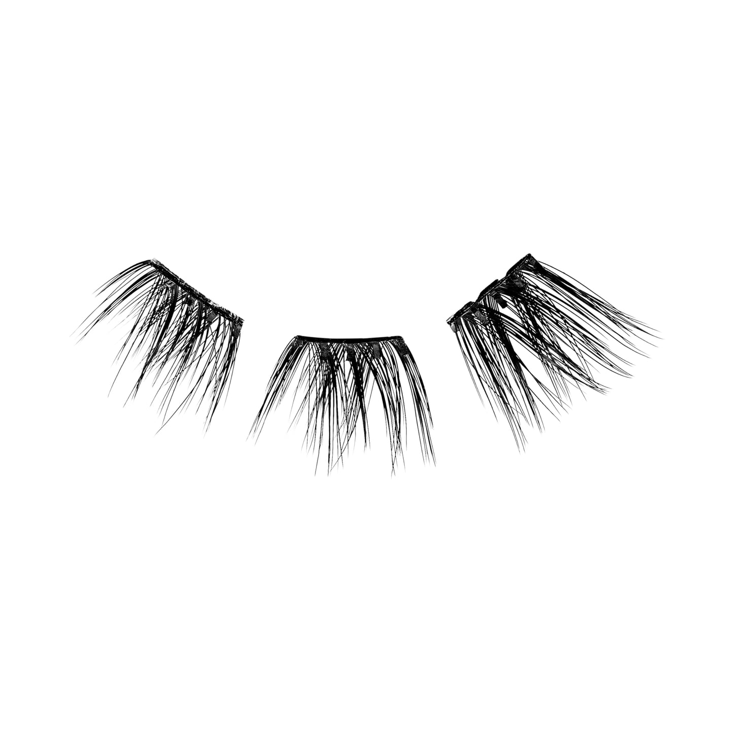 KISS imPRESS Falsies Press On Self Adhesive Eyelashes, 10mm-12mm Glam Volume Press On Lashes, Black, No Glue Needed, Invisible Band, 12 Lash Clusters - Refined (Pack of 2)
