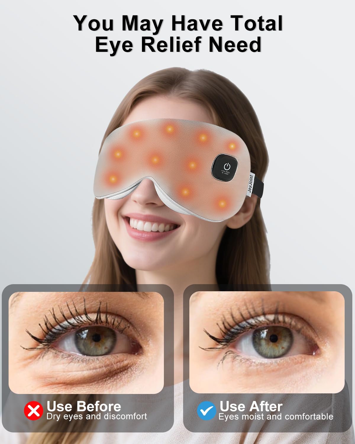 Heated Eye Mask - Cordless Eye Mask for Dry Eyes, Eye Relief, Improved Sleep, Rechargeable, WashableCover Eye Heating pad for Travel