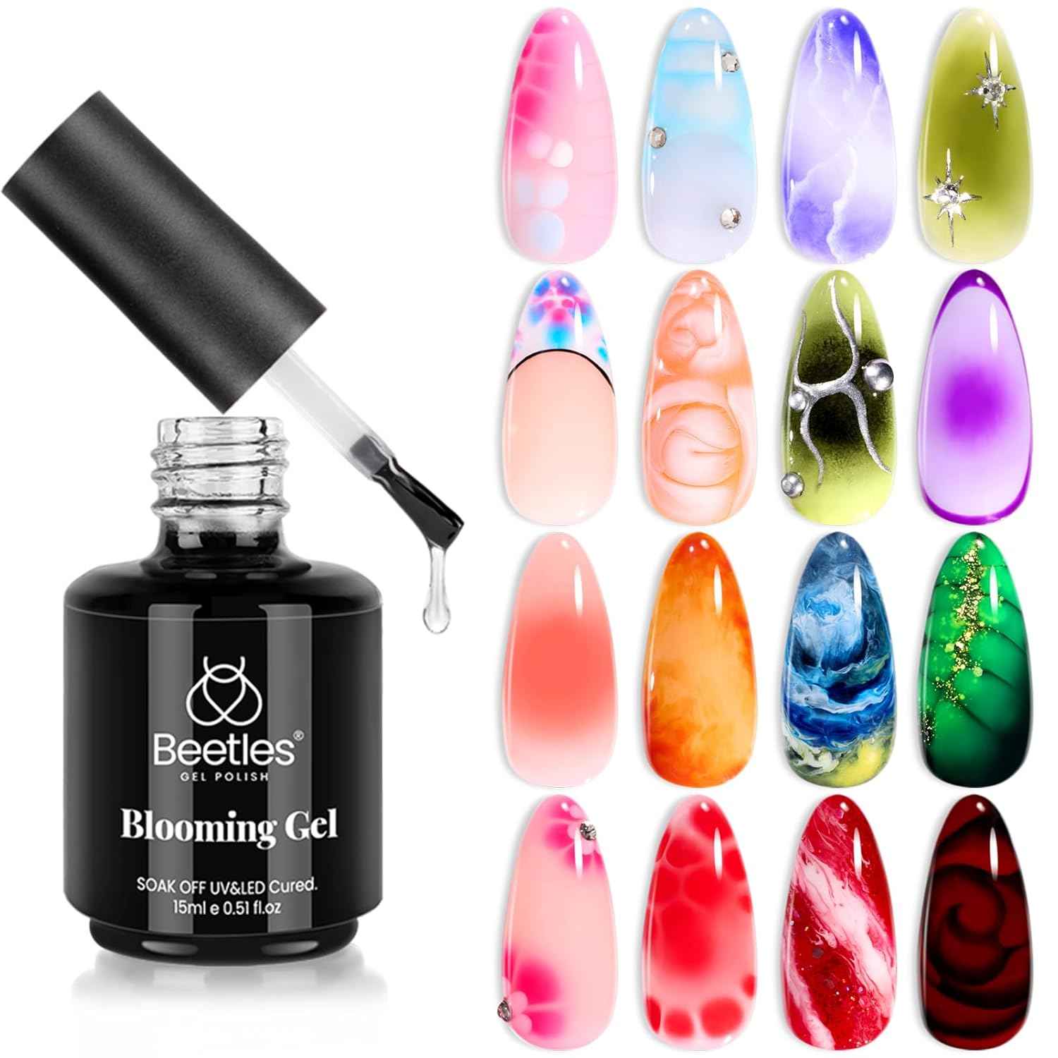 Beetles French Tip Nail Stamp Kit with Blooming Gel - Professional Nail Art Set