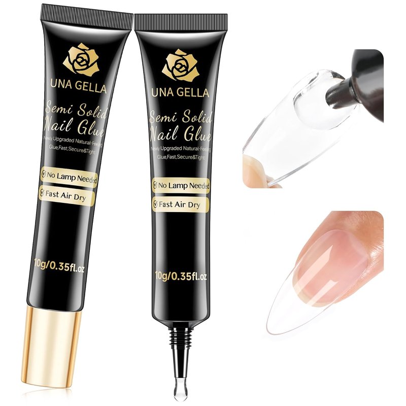 Solid Nail Glue for Press-On Nails - Super Strong Semi Nail Gel | Fast Curing 10ml (2-Pack)