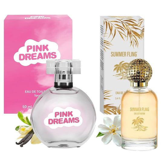PB ParfumsBelcam Pink Dreams & Summer Fling Bundle, Floral Perfume for Women, Long-Lasting Eau de Parfum & Eau de Toilette for Everyday Wear, Spray Perfume for Women – 50ml/1.7 fl oz & 100ml/3.4 fl oz