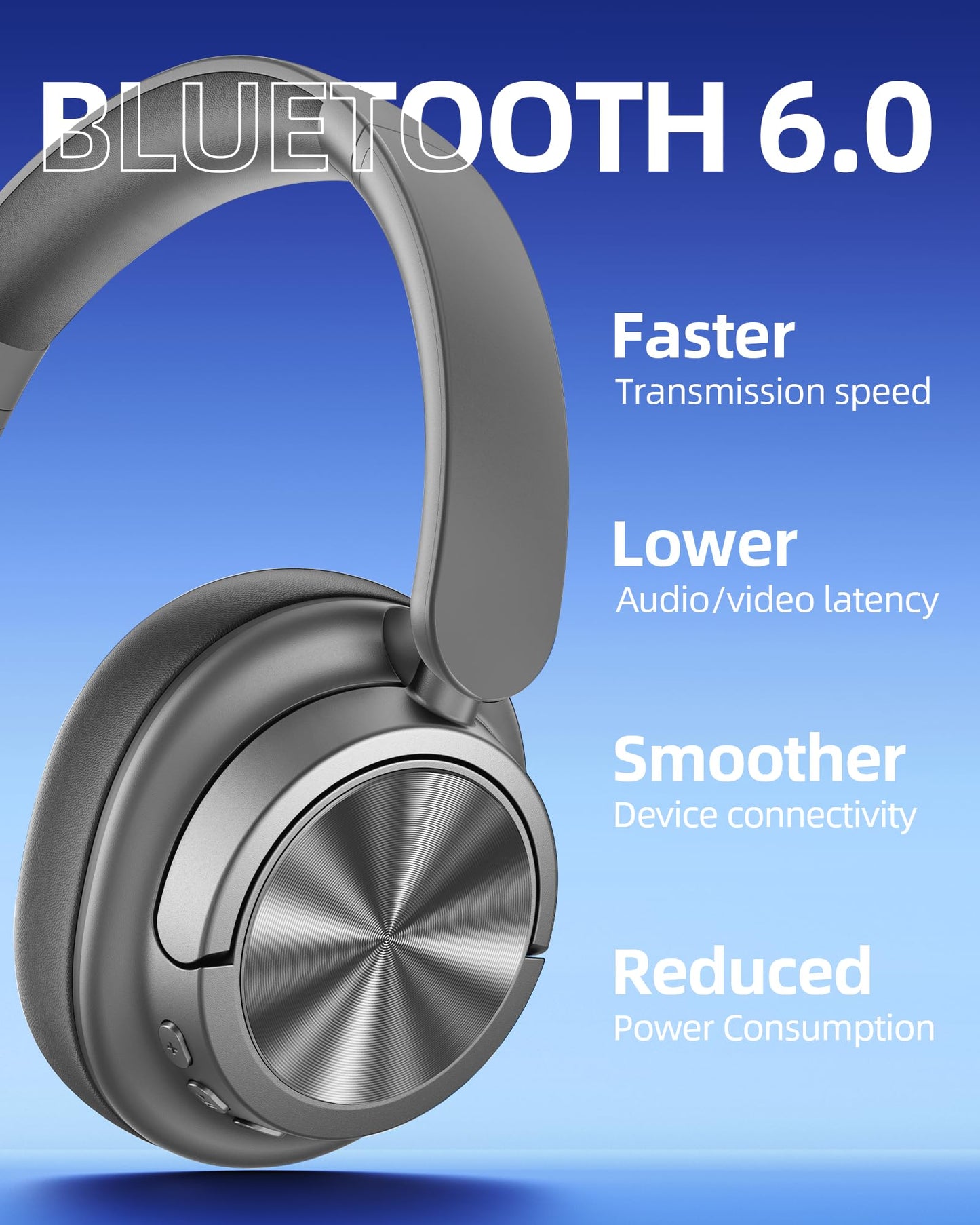 bmani Hybrid Active Noise Cancelling Headphones 120H Playtime Wireless Headphones Bluetooth 6.0 Over Ear Headphones with 6 ENC HD Call Mic, 360° Spatial Audio ANC Headphone for Travel Workout (Gary)