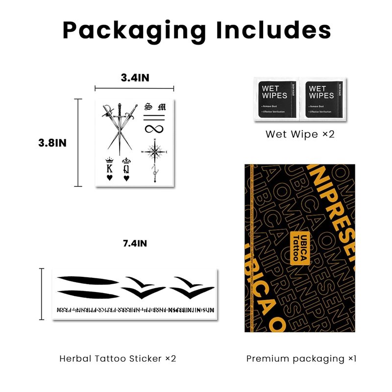 Realistic Semi-Permanent Tattoos - 2 Sheets of Waterproof Temporary Stickers for Men | Tribal Might & Sword Compass Designs