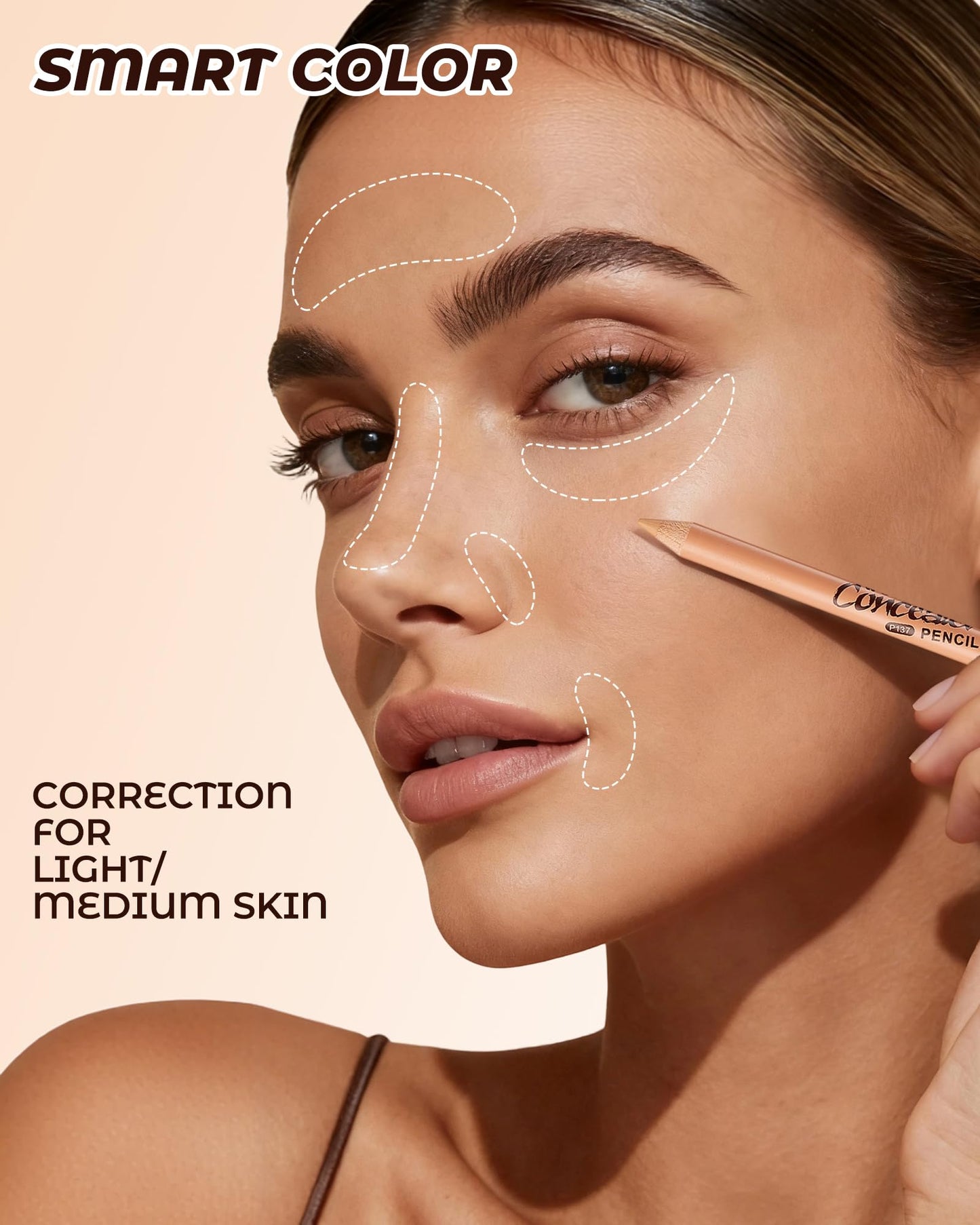 12 Pcs Wonder Concealer Pencil，3 Colors Face Concealer Pencil，Evens Out Skin Tone，Can Perfection Conceal Blemish，Dark Circle，Aging Spot，Acne，etc