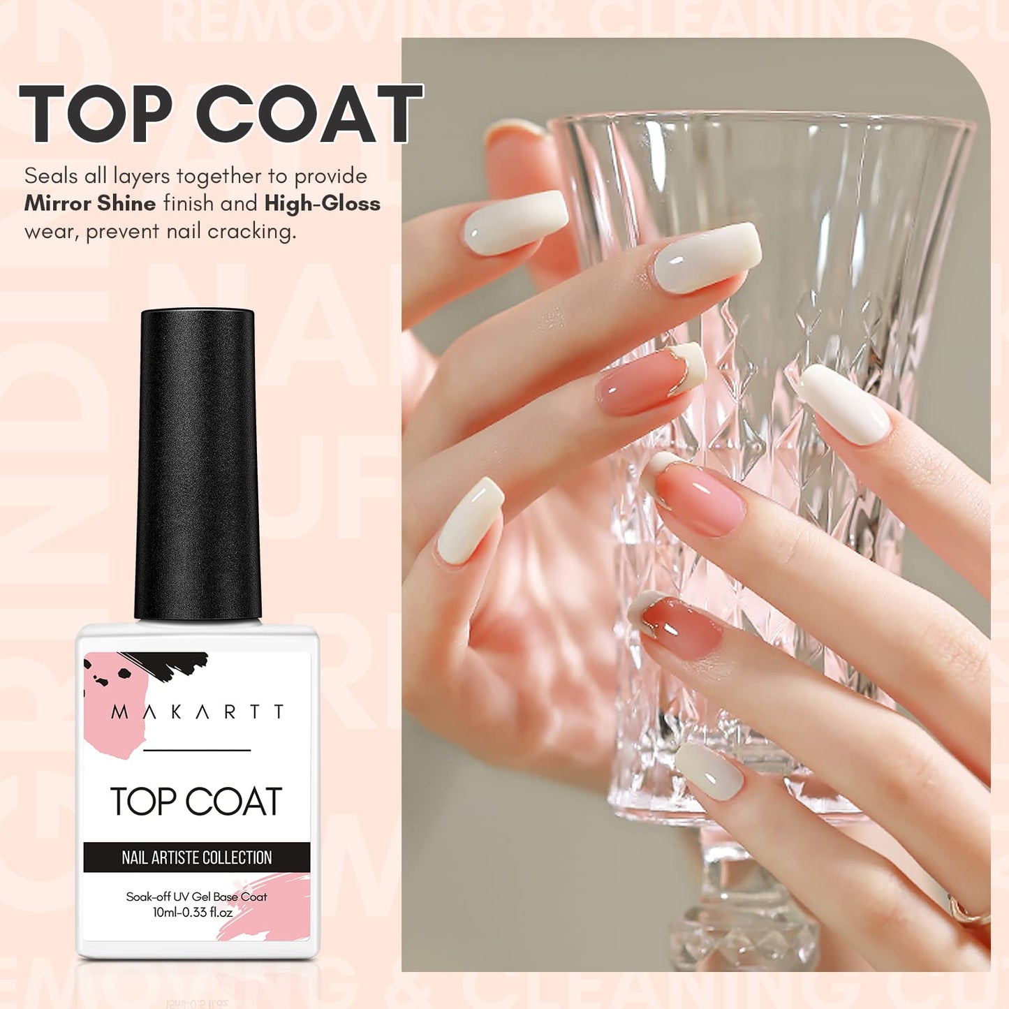 Makartt Gel Top Coat, No Wipe Top Coat Glossy Shine Finish Long Lasting 10ML Soak Off Bundle With UV Nail Lamp Luminoza 10W Rechargeable LED Light with Sensor for Acrylic Nail Extension Flash Cure
