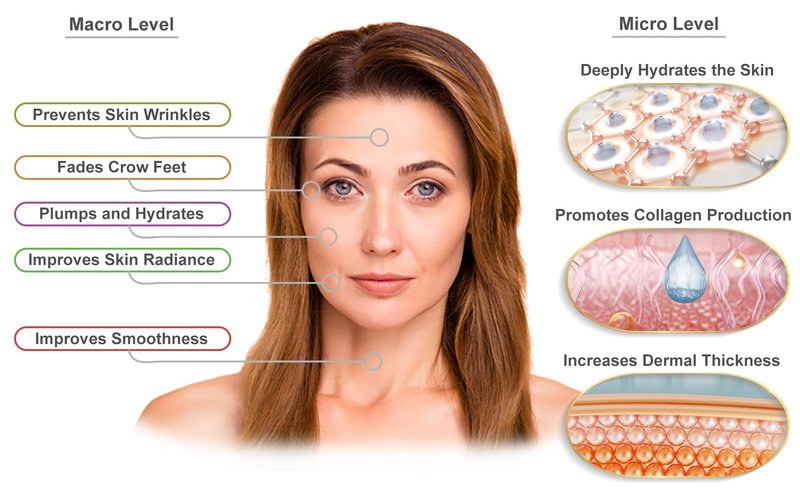 Visage Pure - Facial Spa"Dermal Thickening" Serum - Organic - Physician Formulated - Research Supported - Extra Nutrient and Vitamin C Charged Blend of Collagen, Hyaluronic Acid and Peptides