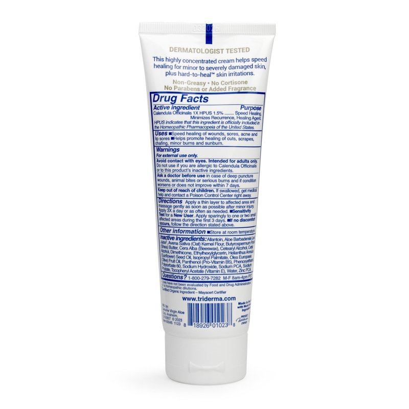 TriDerma Intense Fast Skin Healing Cream for Hard-to-Heal Skin Irritations, Sores, Rashes, Dry, Cracked Hands, Cuts, Chafing, Burns, Scrapes - First Aid Kit Essential - FSA Eligible - 4.0 oz Tube