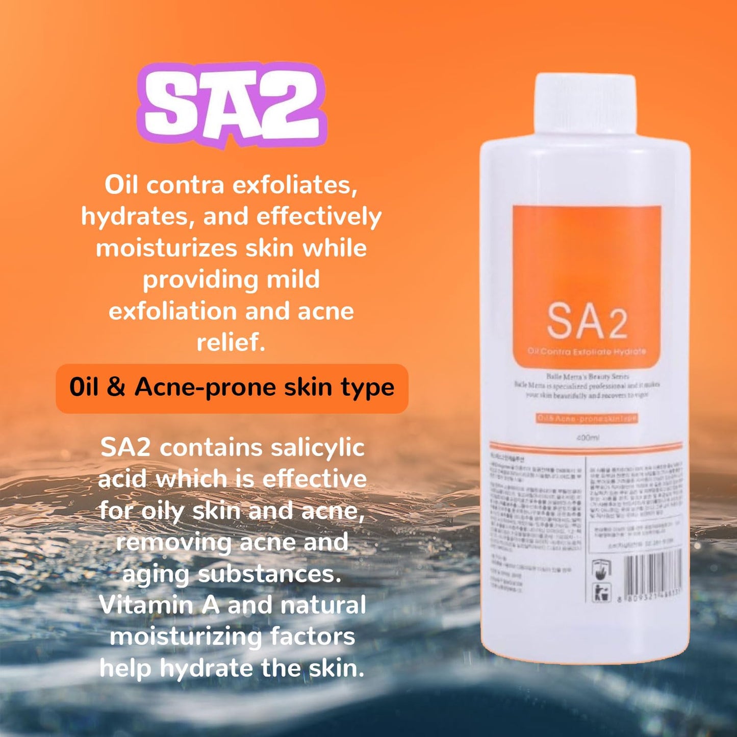 Elvenstars Hydrate Solution for Facial Machine Hydrogen Oxygen Professional, AS1 SA2 AO3 Solution Serums for Hydration Face Cleaning, Face Skin Care, Hydrating, Exfoliate 400ml/6pcs