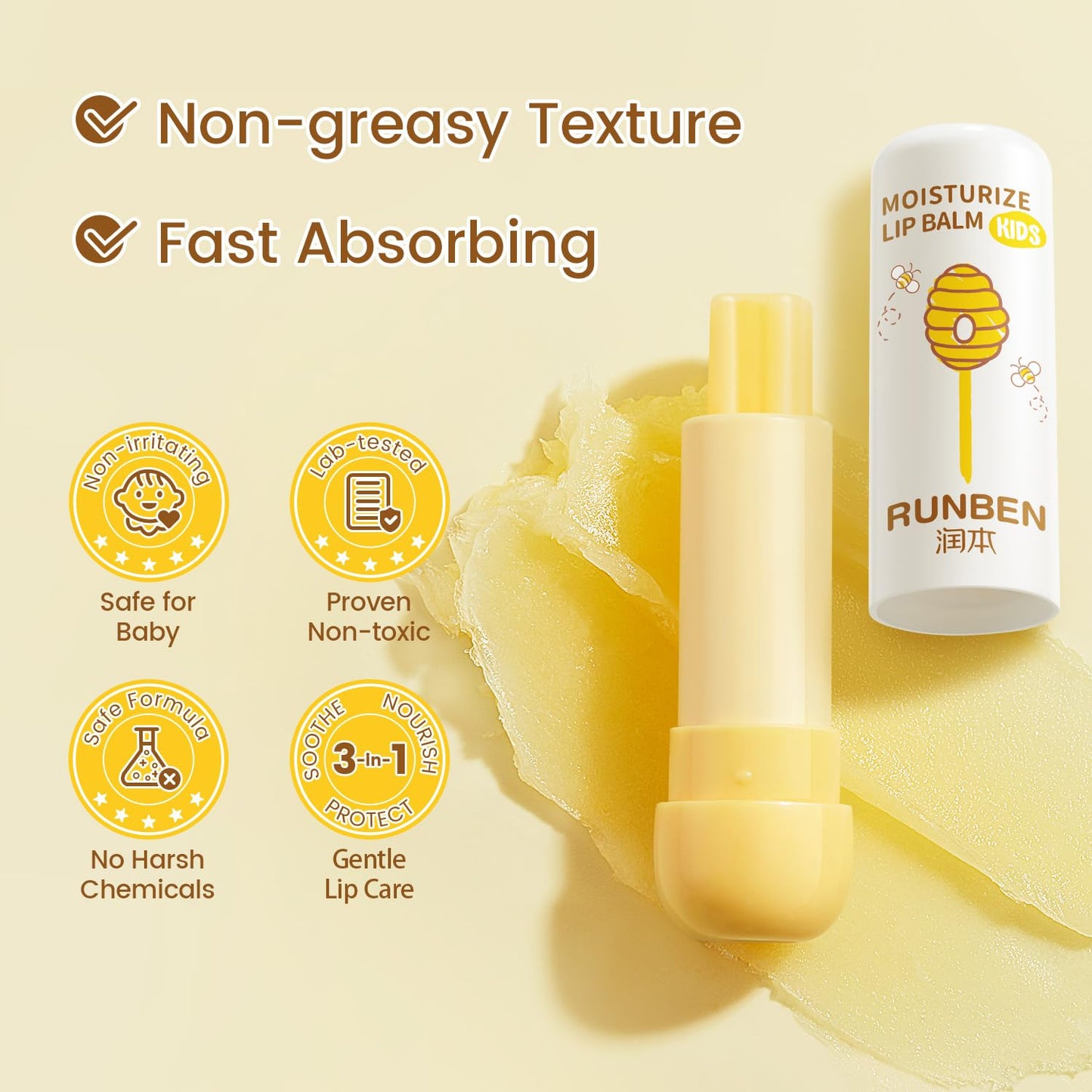 Kids Lip Balm Set - 3 Pack Moisturizing Formula for Chapped Lips | Non-Toxic & Safe for Toddlers