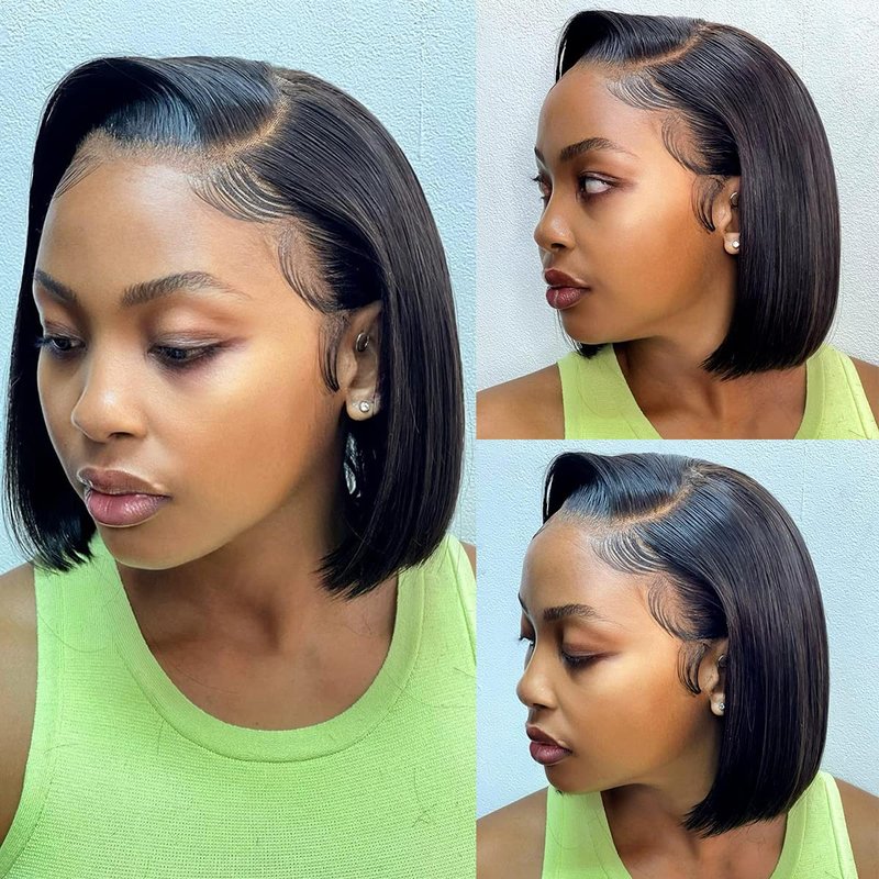 Tascal Bob Wig Human Hair 13x6 Straight Bob Human Hair Wig Short Bob Straight Lace Front Wigs Human Hair Wigs for Black Women Pre Plucked with Baby Hair 180% Density 8 Inch