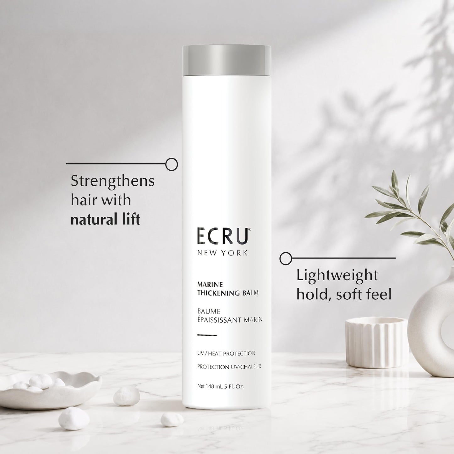 ECRU Marine Thickening Balm, Hair Thickening Gel, Thickener for Volumizing, Hair Styling Products, 5oz