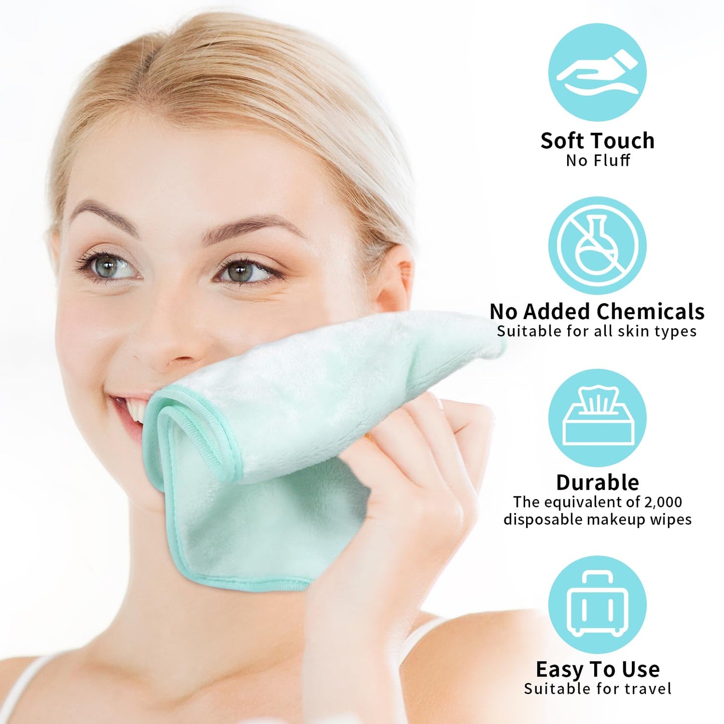 my novel things Makeup Remover Cloth Reusable Makeup Remover Towels, Makeup Washcloths for Face, Soft & Washable Coral Fleece Microfiber Towel