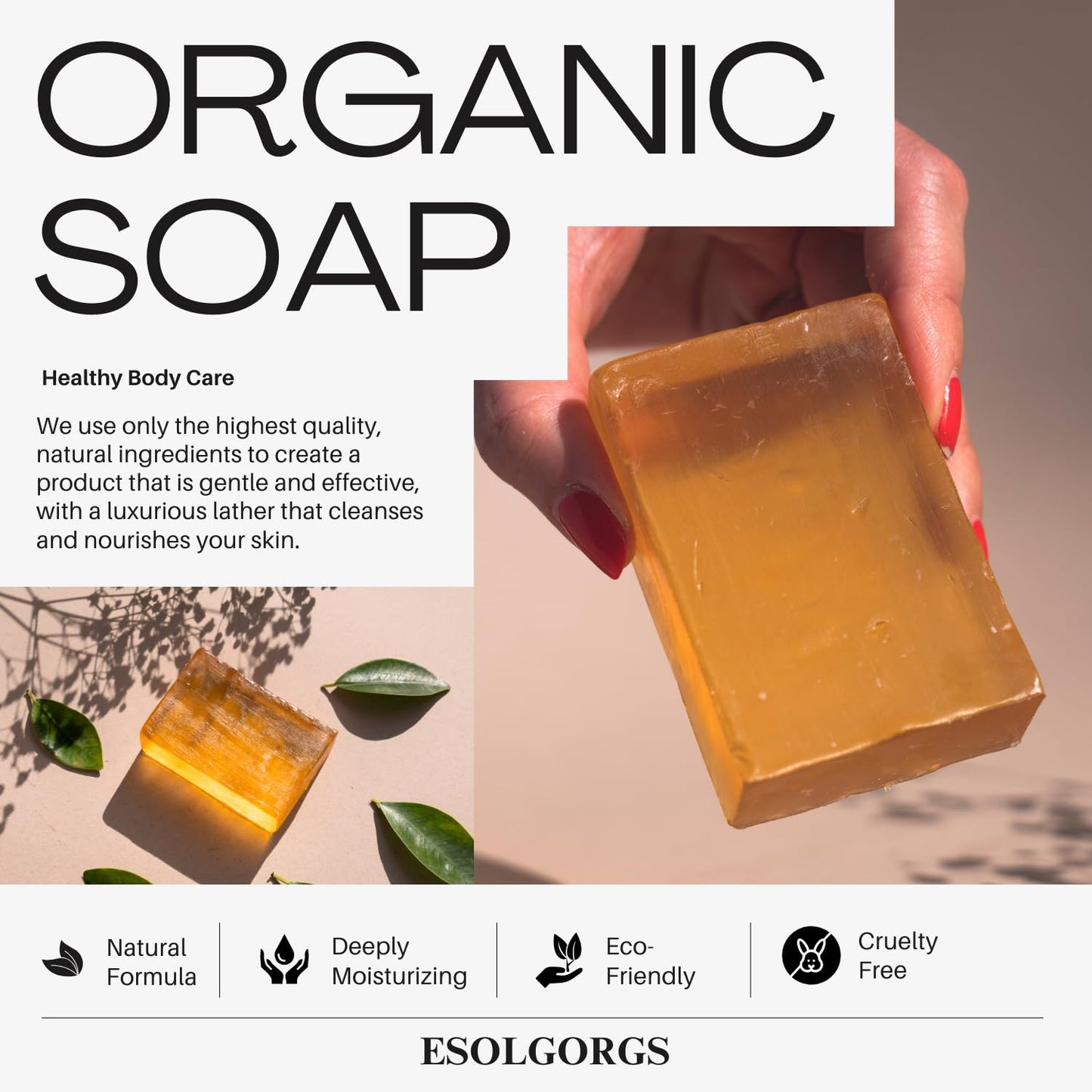 ESOLGORGS Bar Soap Made from Natural Oils 36oz,Plant Based Gift Set, With Premium Essential Oils, Dry Skin, Pack of 6(Rose, Lavender, Jasmine, Osmanthus, Mugwort, Cologne)