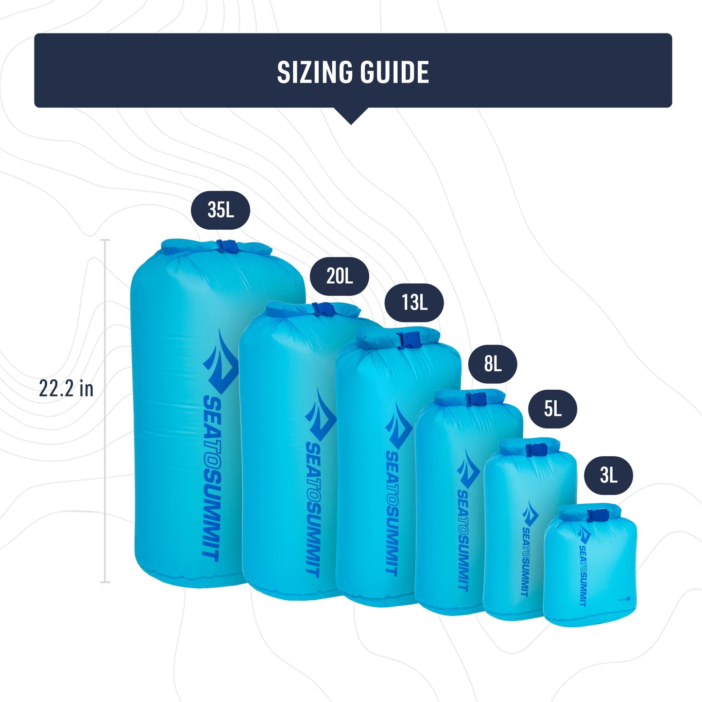 Sea to Summit Ultra-Sil Dry Bag, Ultralight Waterproof Dry Storage, 20 Liter, Atoll Blue